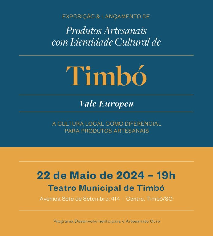 Lançamento de Coleção de Produtos Artesanais com Identidade Cultural de Timbó será na próxima quarta-feira